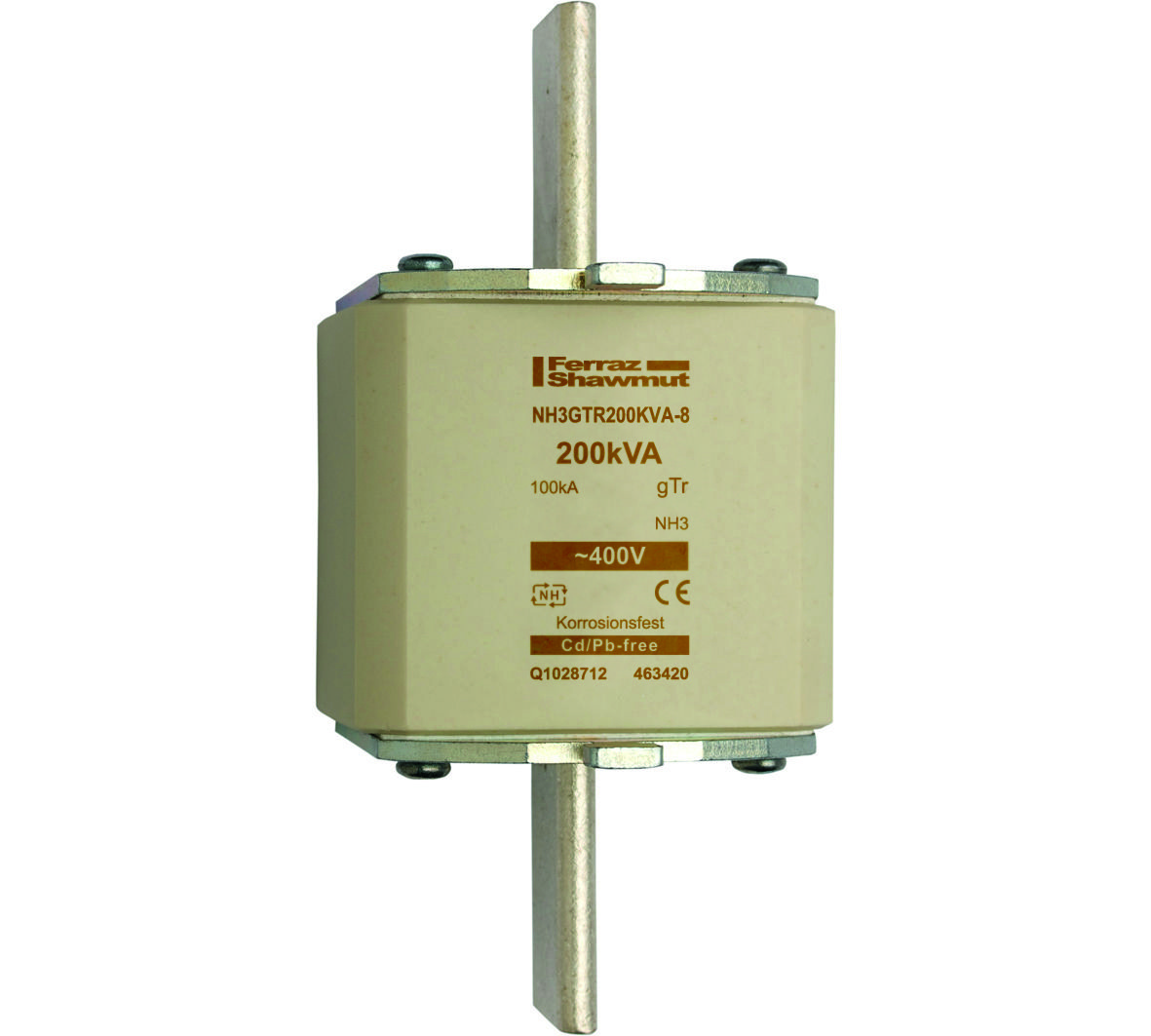 W1028717A - NH fuse-link gTr, 400VAC, size 3, 630KVA, top indicator/live tags